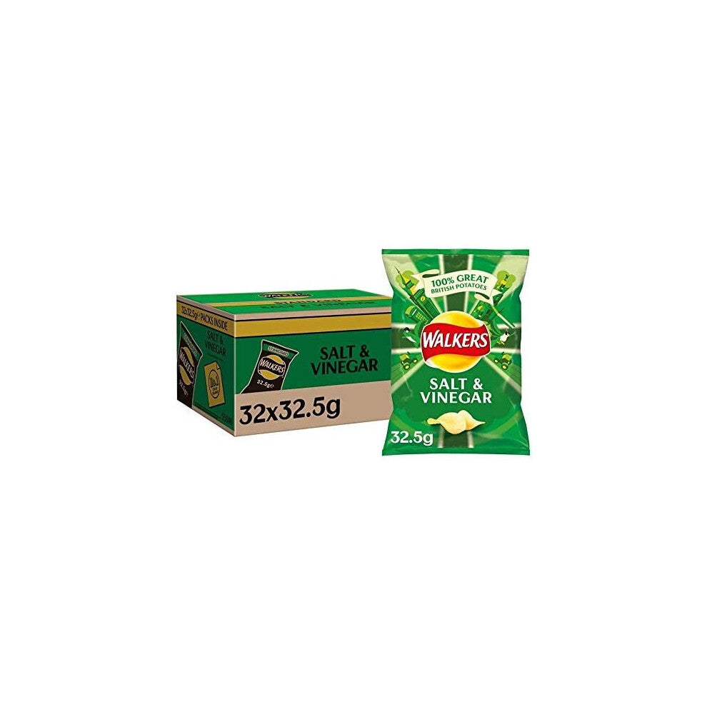 Walkers Salt & Vinegar Crisps Case of 32 Packs (32.5g)