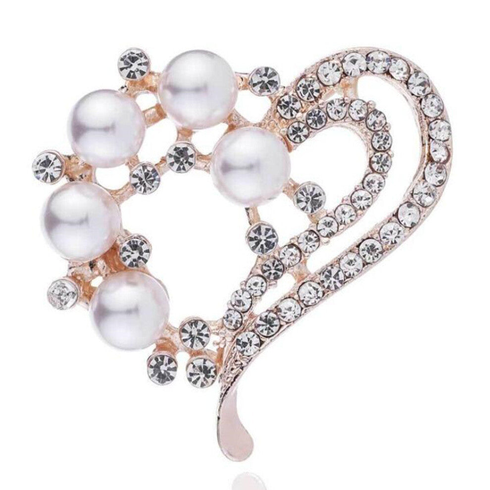 3PCS Korean version simple pearl double love brooch versatile cardigan brooch