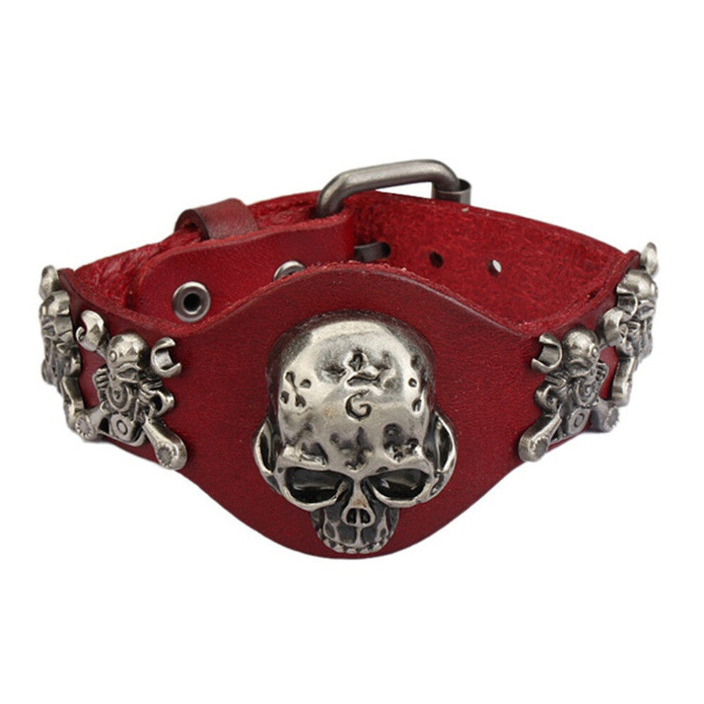 Gothic Style Fashion Retro Rindsleder Armband m?nnlich und weiblich - generisches Rindssch?del Armband rot