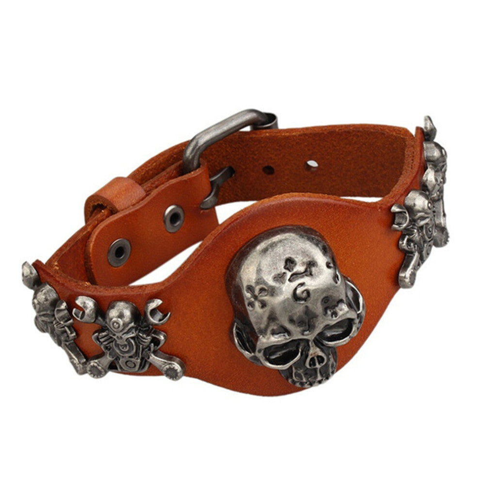 Gothic Style Fashion Retro Rindsleder Armband m?nnlich und weiblich - generisches Rindssch?del Armband