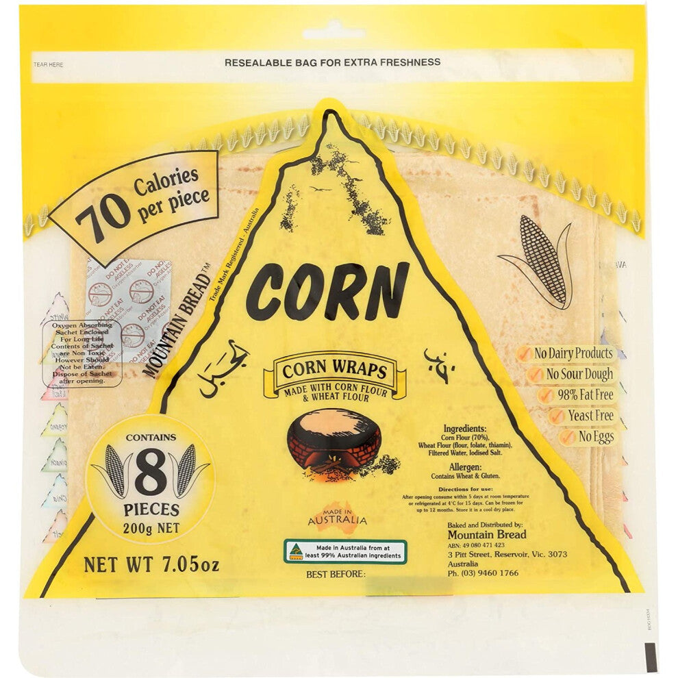 Mountain Bread Corn Wraps - 70% Corn 200g