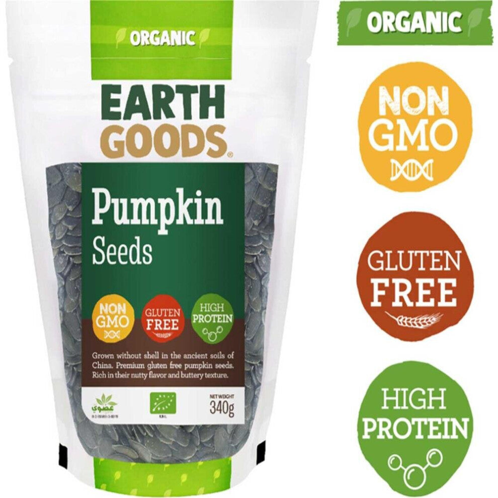 Earth Goods Organic Pumpkin Seeds Non-Gmo Gluten-Free High Protein 340G
