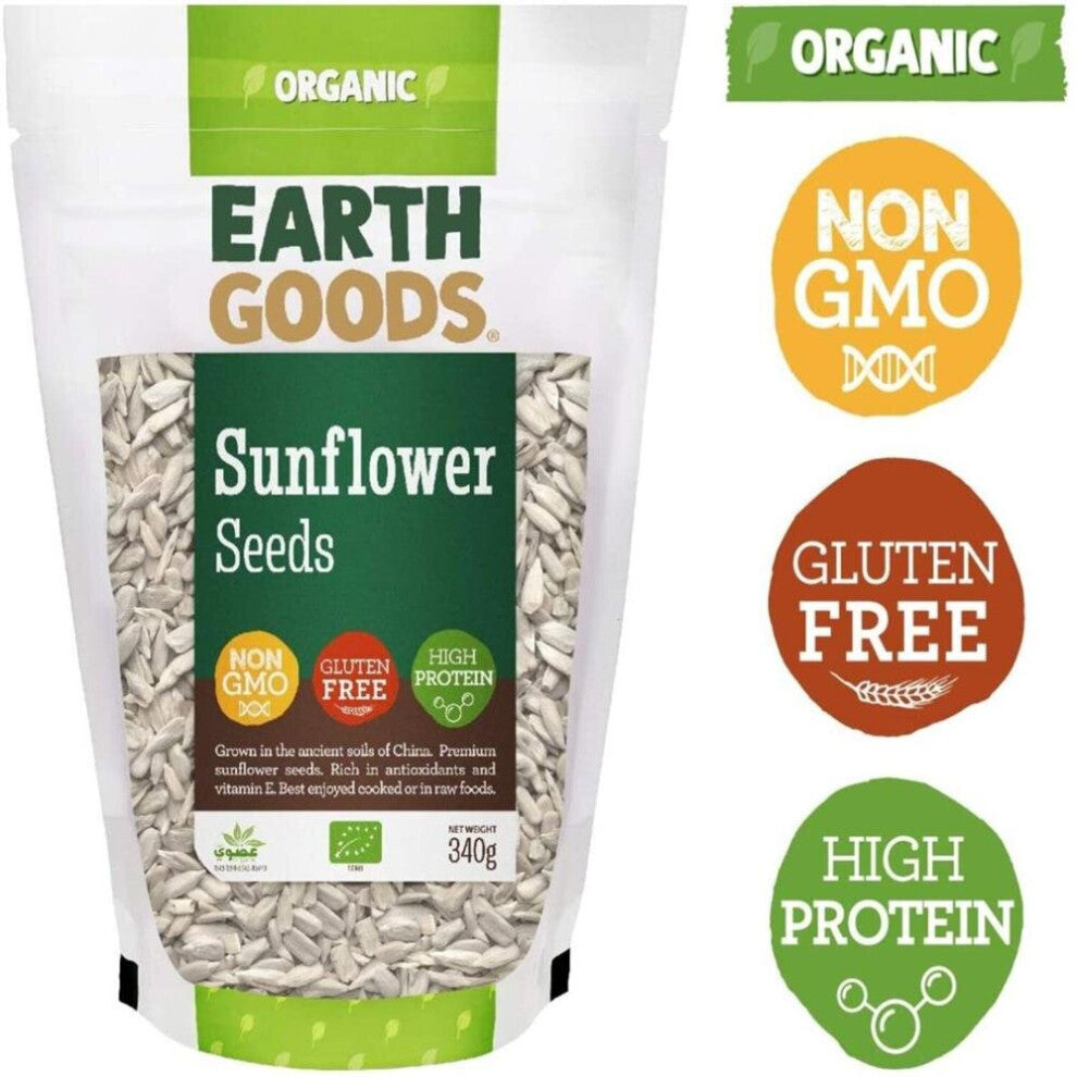Earth Goods Organic Sunflower Seeds Non-Gmo Gluten-Free High Protein 340G
