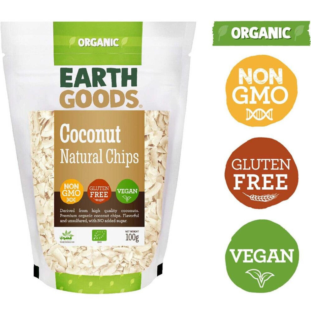 Earth Goods Organic Natural Coconut Chips Non-Gmo Gluten-Free Vegan 100G