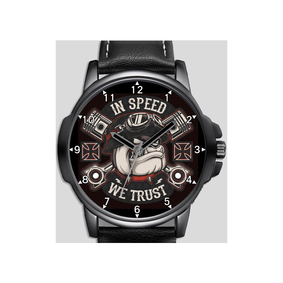 Bulldog Speed Rider Fun Biker Art Unique Wrist Watch FAST UK