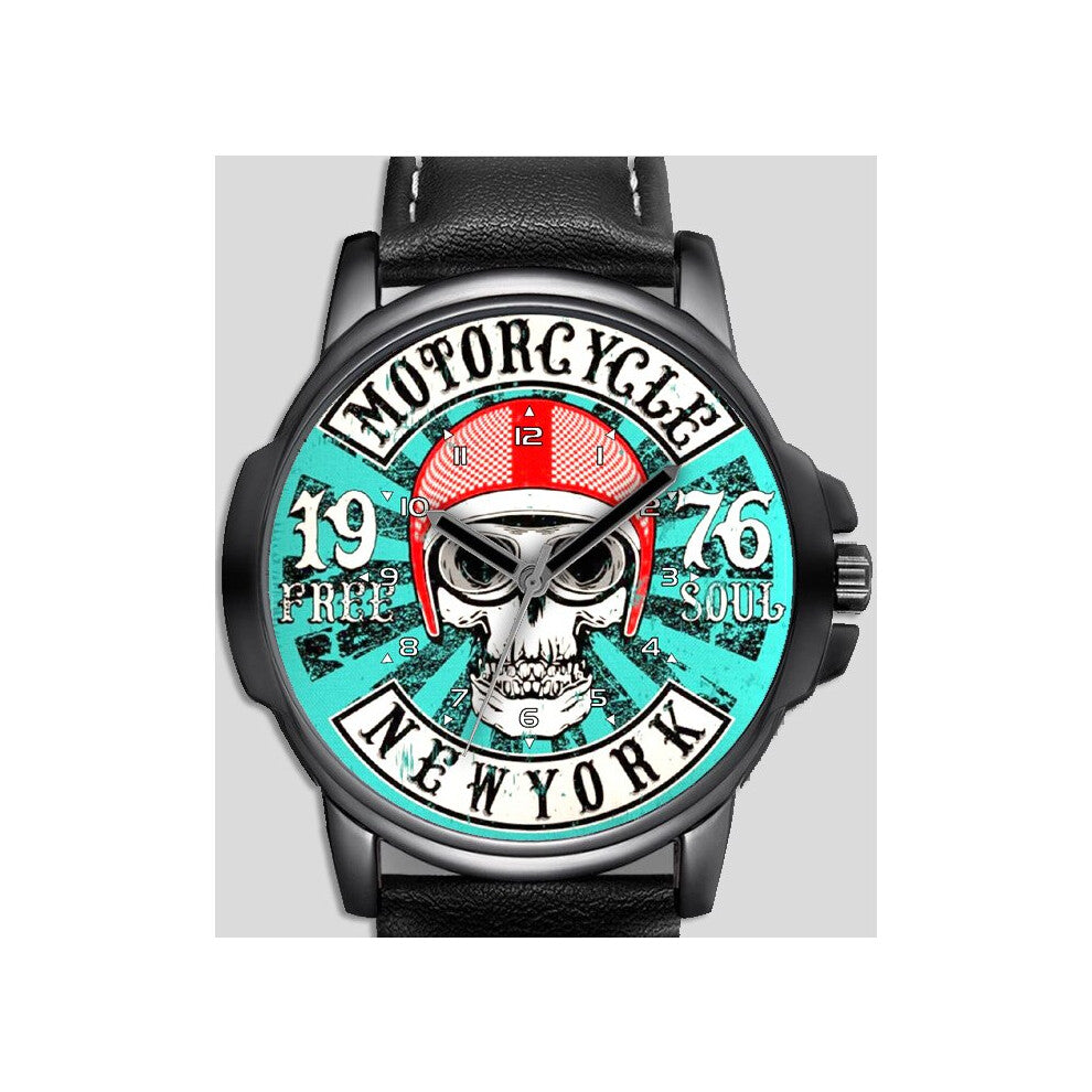 Skull Biker Art 1976 Motorcycle Unique Wrist Watch FAST UK