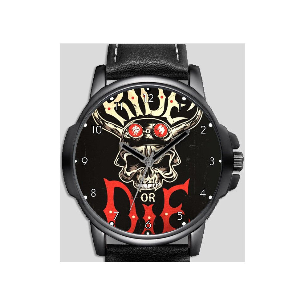 Skull Biker Ride Or Die Biker Art Unique Wrist Watch FAST UK