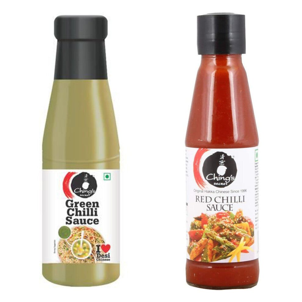 Chings Green Chilli Sauce 190g and Chings Red Chilli Sauce 190g, Spicy Flavour, Made from The Finely Selected Ingredients
