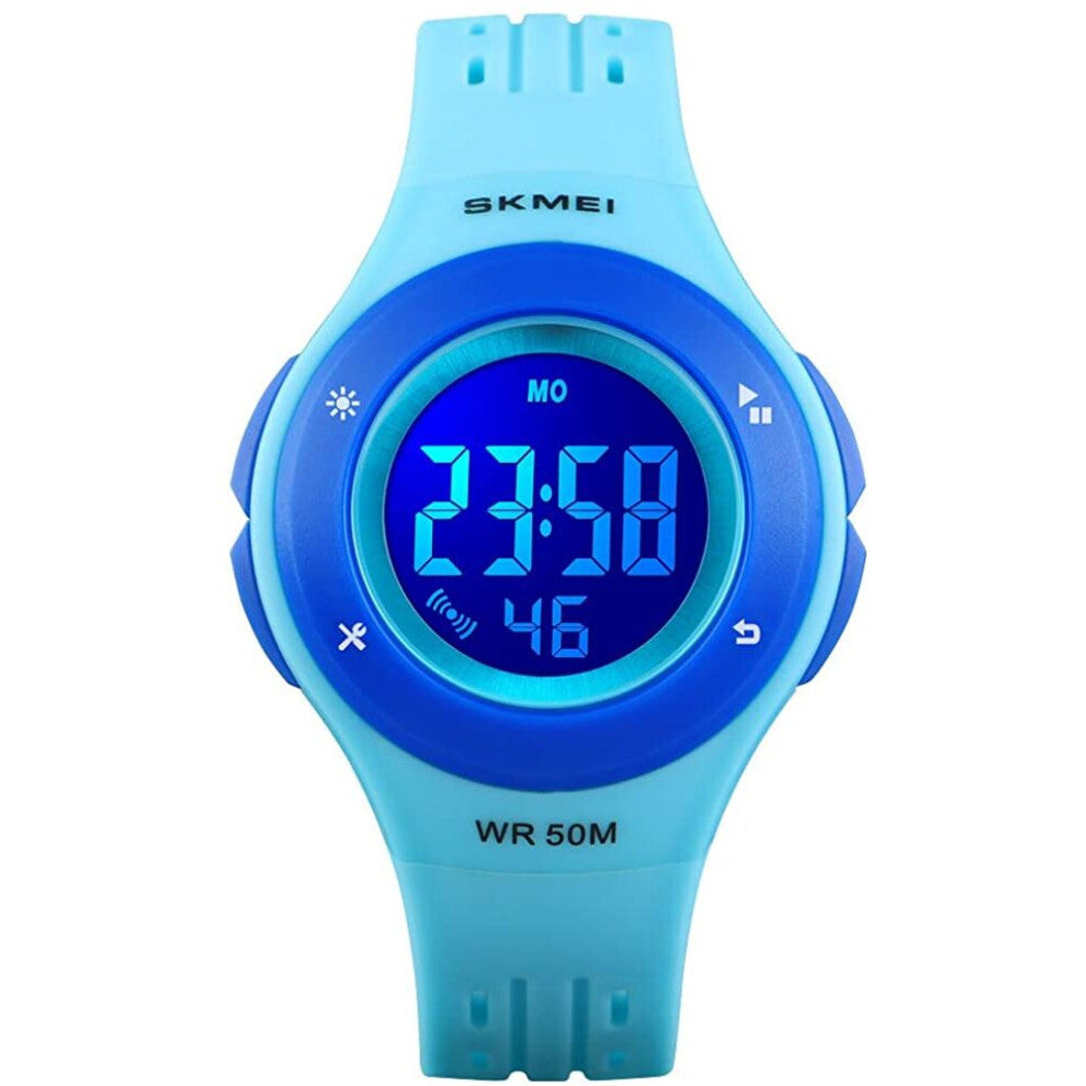 (Blue) Kids Watches Digital Outdoor Sport Waterproof for Girls Boys Toddler Cute Electrical Casual Military Multifunctional Wat