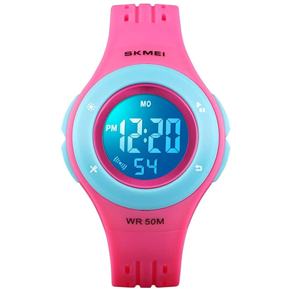 (Rose Blue) Kids Watches Digital Outdoor Sport Waterproof for Girls Boys Toddler Cute Electrical Casual Military Multifunctional Wat