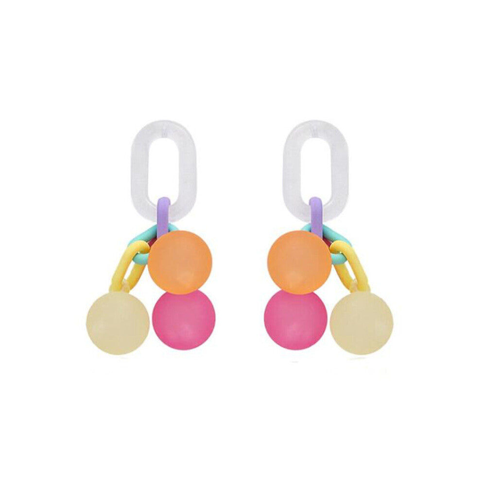 2Pair Silver Needle Seven Color Bubble Gum Earrings Dream Color Ball Collision Color Earrings