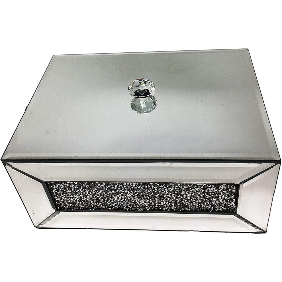 CRYSTALLIZED MIRRORED GLASS JEWELLARY BOX HOLDER HANDMADE CRAFT