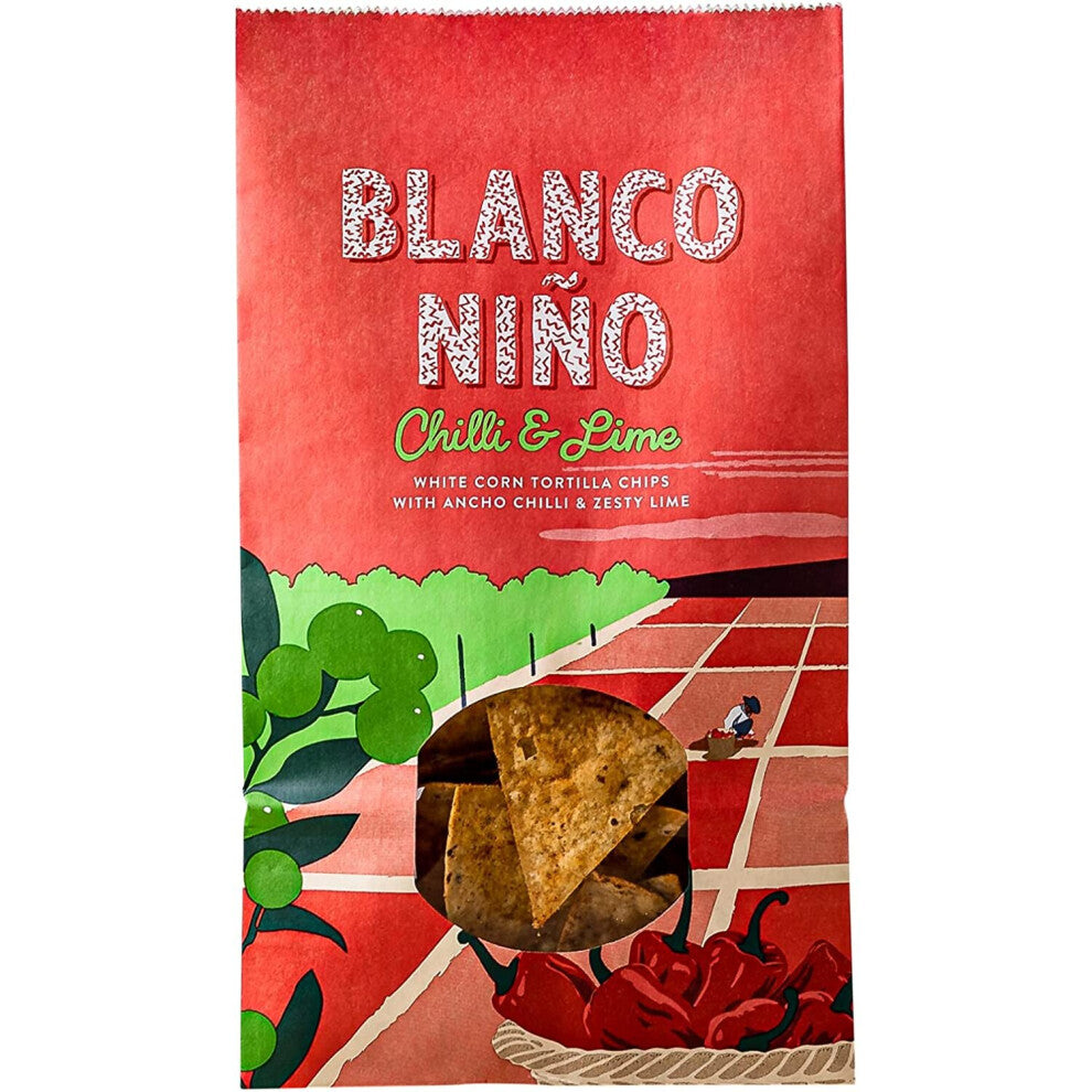 Blanco Nino Authentic Tortilla Chips Chilli & Lime 170g (Pack of 6)