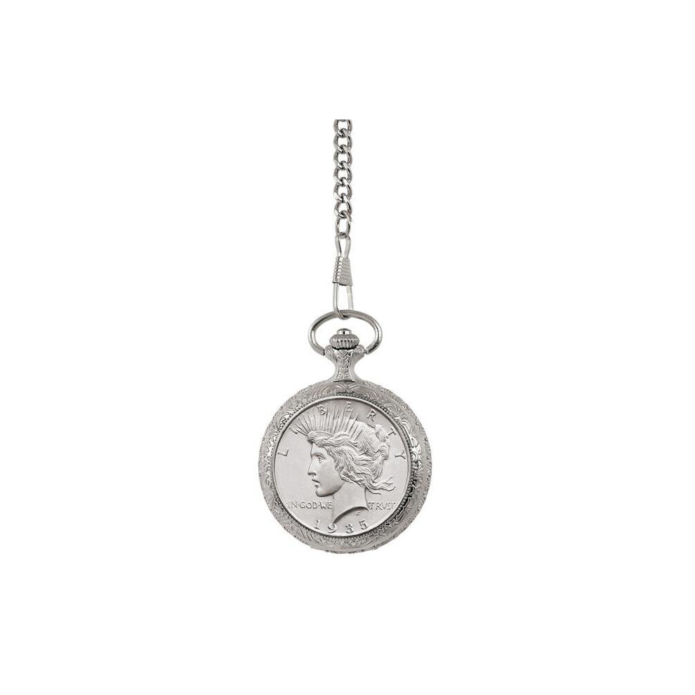 Brilliant Uncirculated Peace Silver Dollar Coin Pocket Watch