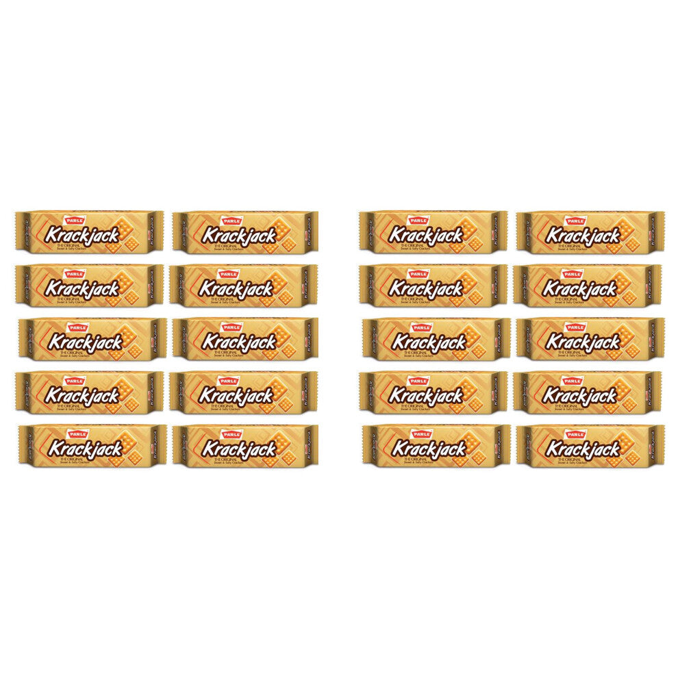 (Pack of 20) Parle Krack Jack Sweet and Salty Crackers 60g , Crispy, Crunchy, Light and Salty Snack, Favorite Tea Time crackers