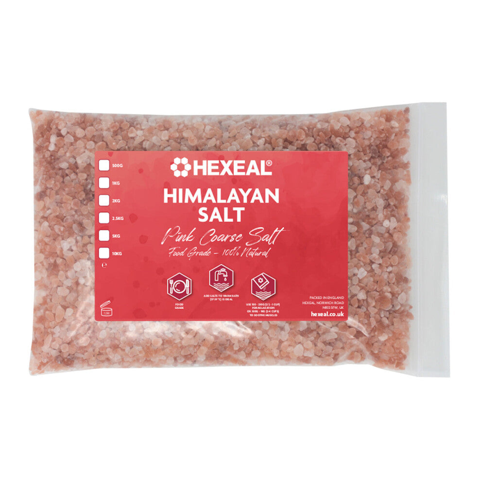 Hexeal Himalayan Pink Salt 1kg – 1kg Bag of 100% Natural Coarse Food Grade