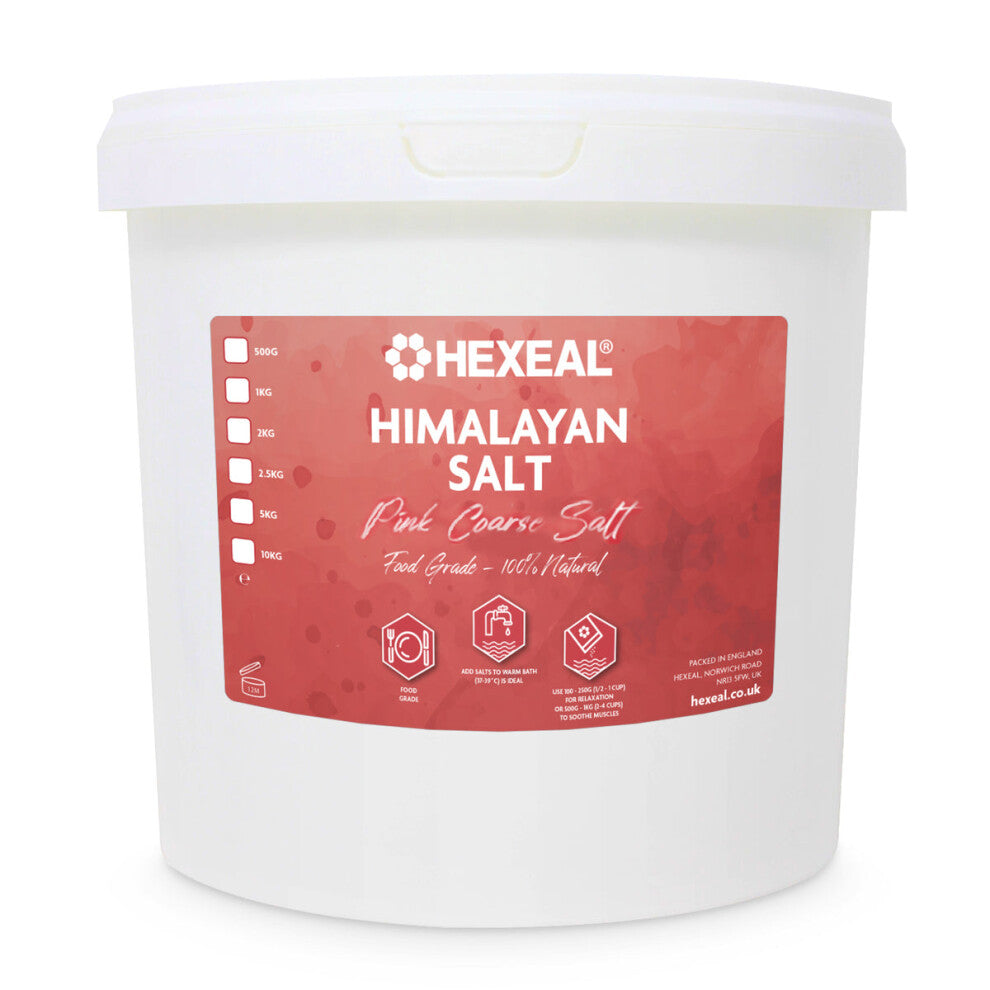 Hexeal Himalayan Pink Salt 5kg Bucket, Coarse - 100% Natural Food Grade Salt for Cooking, Bath & DIY Beauty (HSC005KGBK)