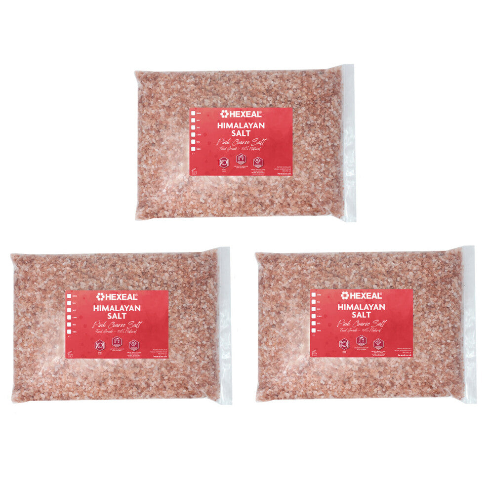 Hexeal Himalayan Pink Salt 15kg – 3 x 5kg Bags of 100% Natural Coarse Food Grade