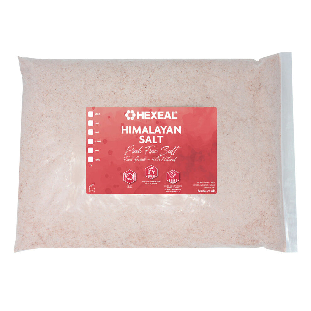 Hexeal Himalayan Pink Salt 5kg – 5kg Bag of 100% Natural Fine Food Grade Salt