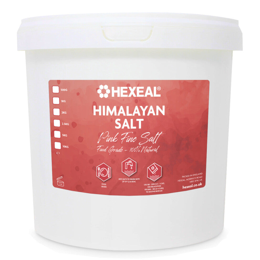 Hexeal Himalayan Pink Salt 5kg – 5kg Bucket of 100% Natural Fine Food Grade Salt