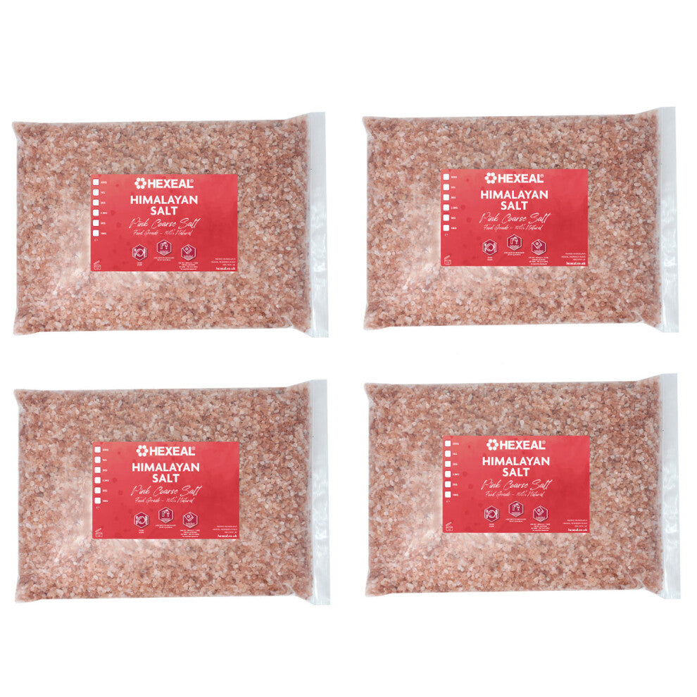 Hexeal Himalayan Pink Salt 20kg – 4 x 5kg Bags of 100% Natural Coarse Food Grade