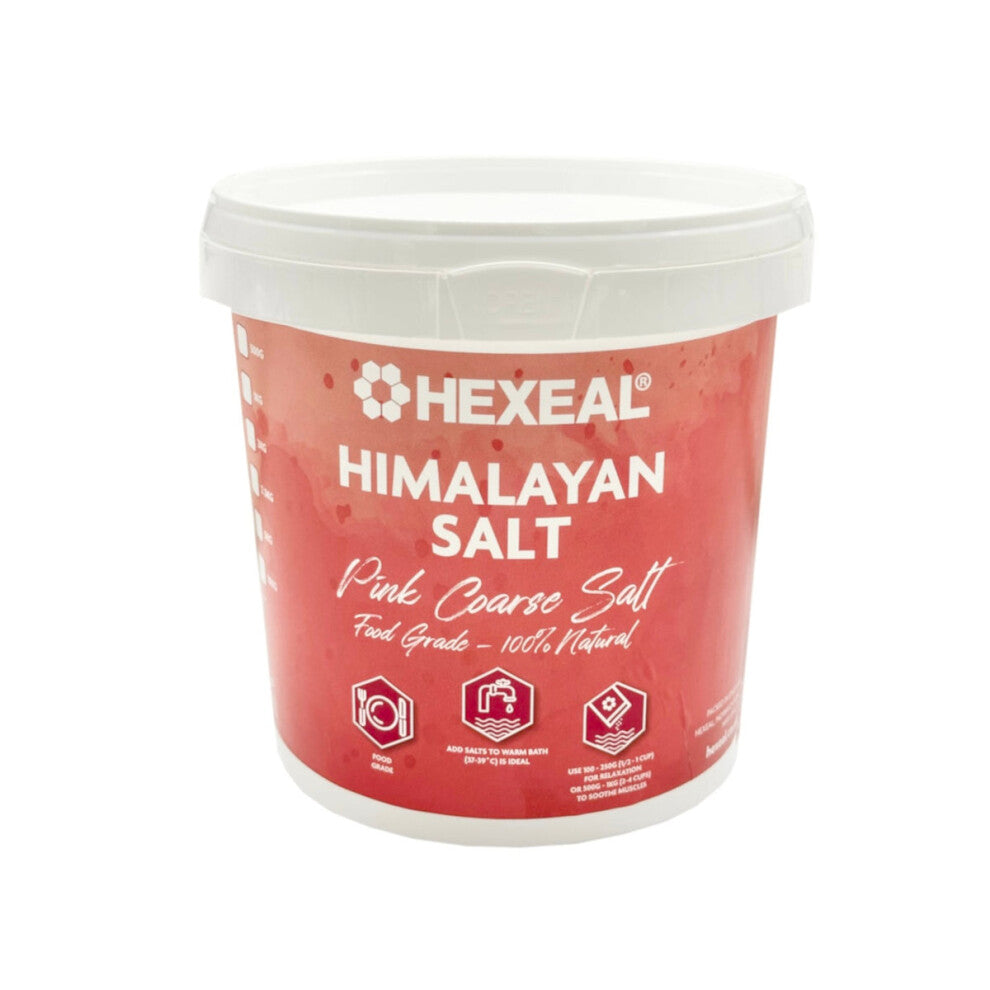 Hexeal Himalayan Pink Salt 1kg – 1kg Bucket of 100% Natural Coarse Food Grade