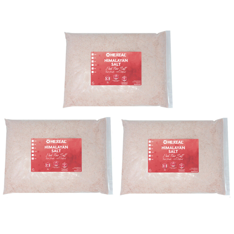 Hexeal Himalayan Pink Salt 15kg – 3 x 5kg Bags of 100% Natural Fine Food Grade Salt