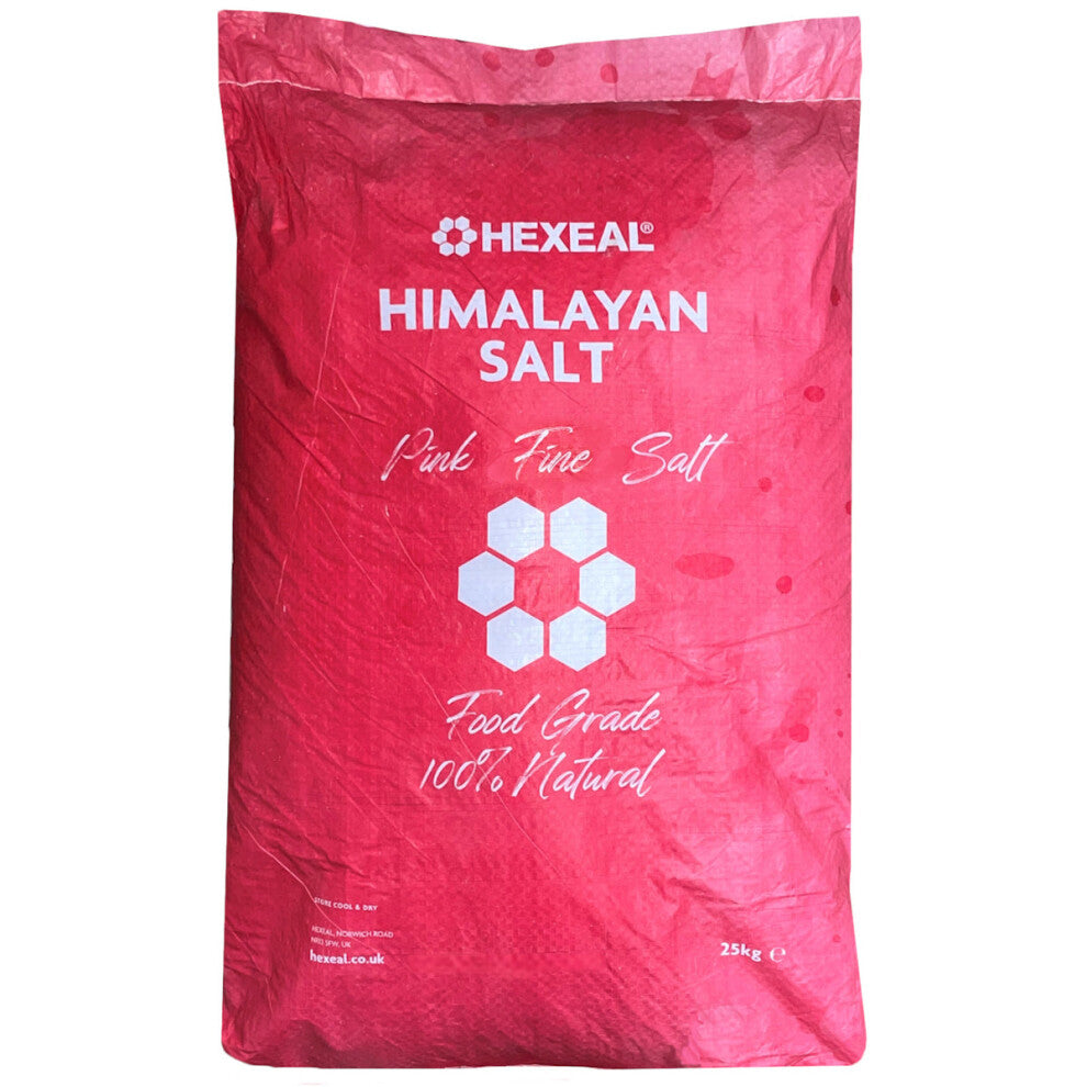 Hexeal Himalayan Pink Salt 25kg – 25kg Bag of 100% Natural Fine Food Grade Salt