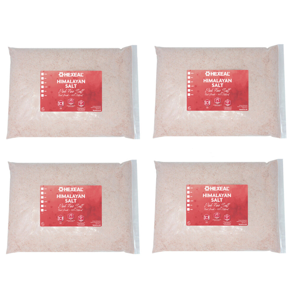 Hexeal Himalayan Pink Salt 20kg – 4 x 5kg Bags of 100% Natural Fine Food Grade Salt