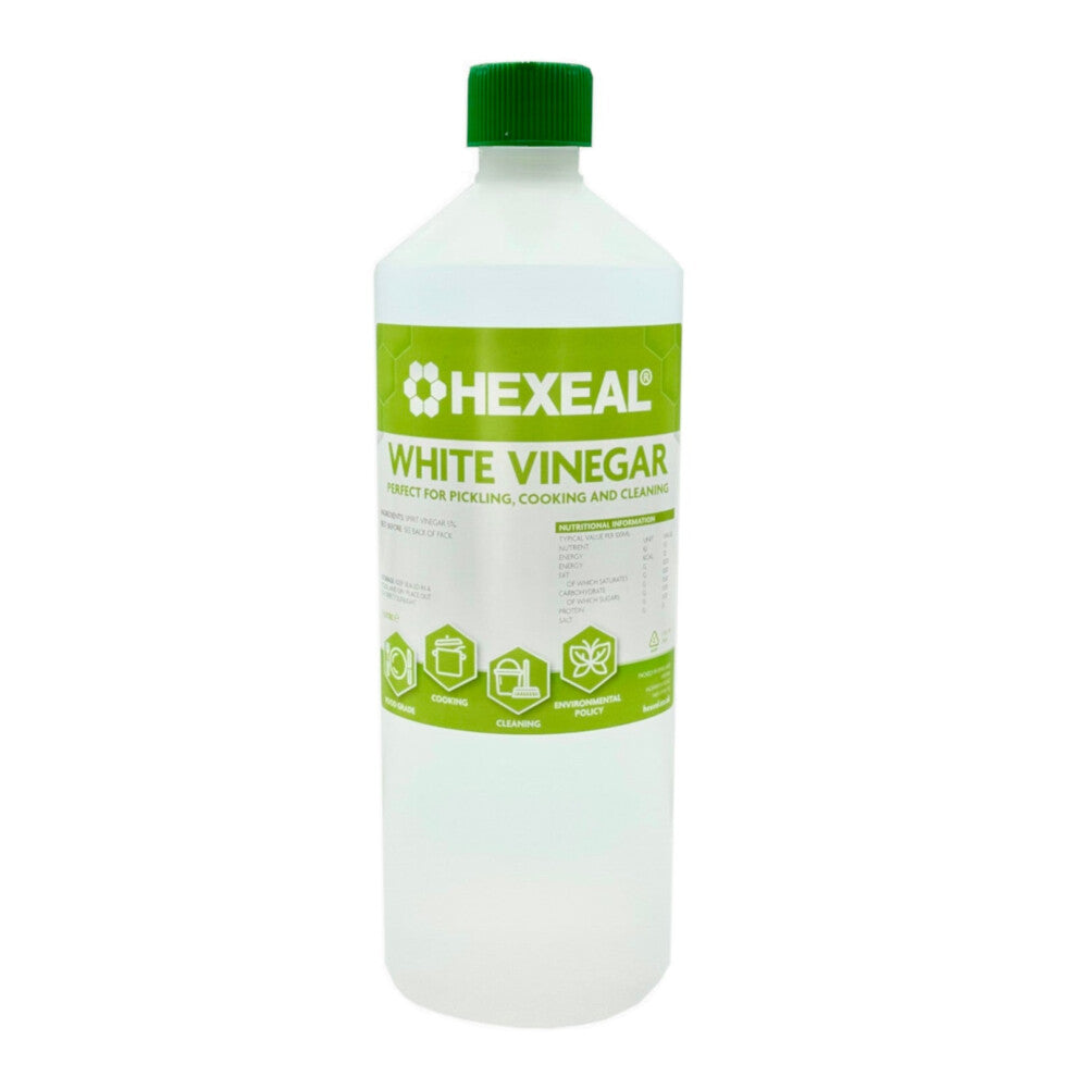 Hexeal White Vinegar 1L - Food Grade, Multipurpose: Cooking, Cleaning, Pickling & Baking