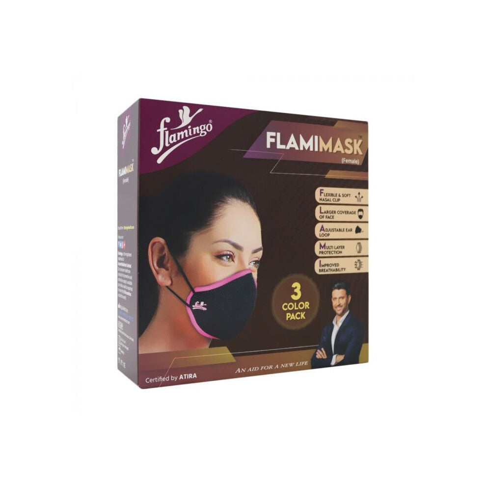 Flamingo FlamiMask Reusable & Washable Face Mask Female 3's