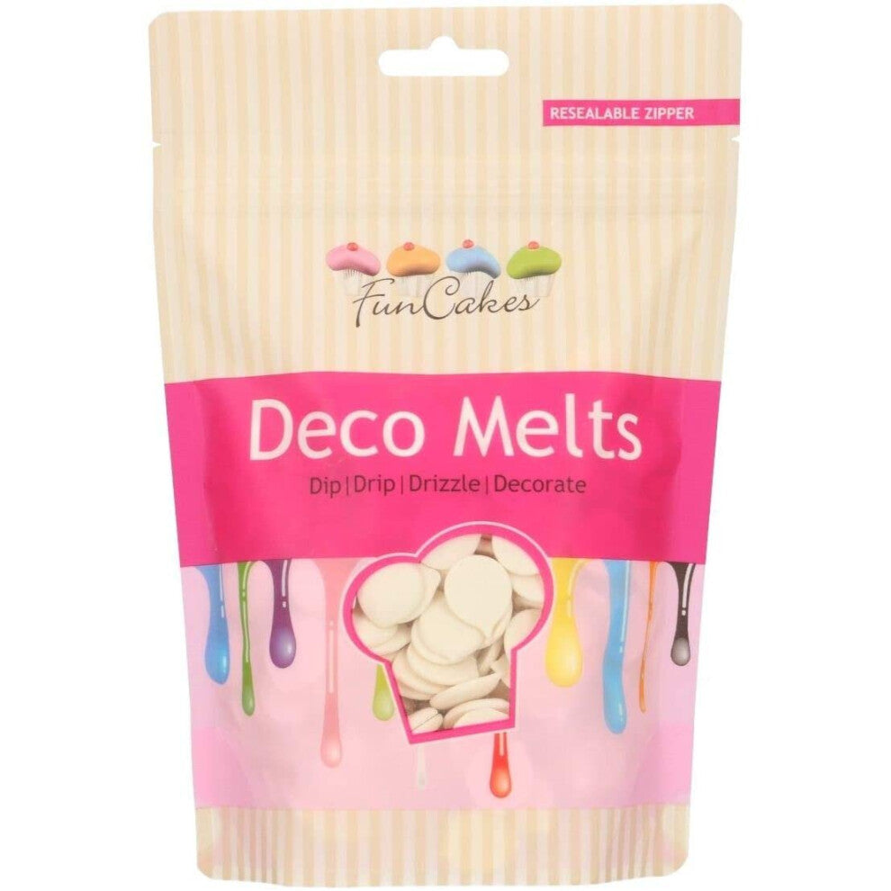 FunCakes Deco Melts Extreme White - Melt in Microwave and Pour in Every Shape, Make Candy, Drip Cakes, Lollipops and Decorate Cakes, Cookies and Cupca