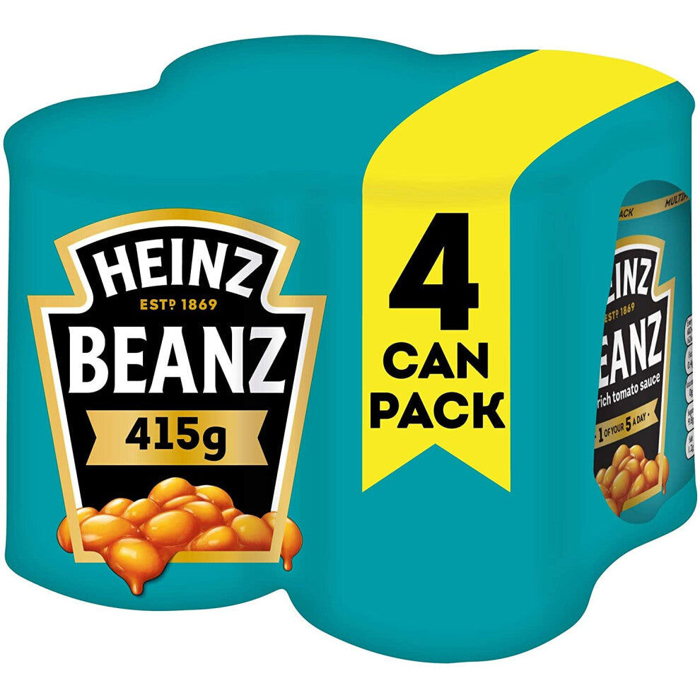 Heinz Baked Beans Tomato Sauce, Pack of 4, 415g