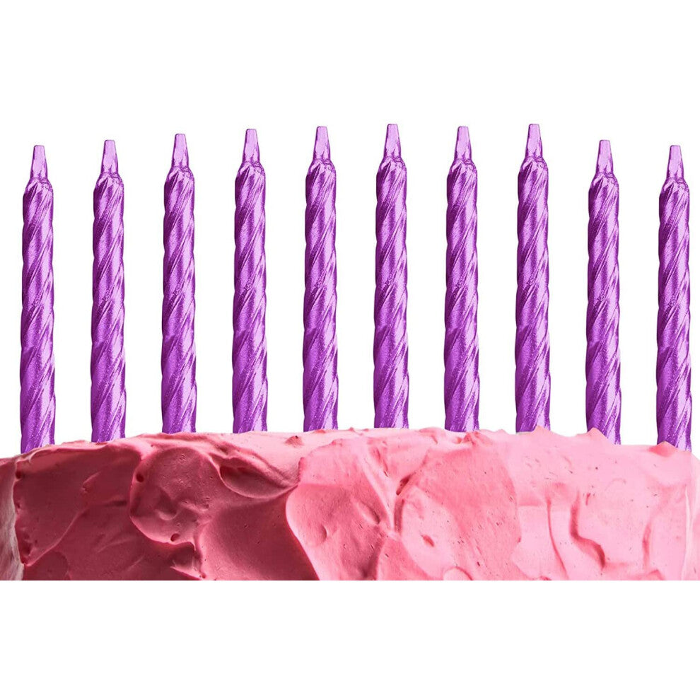 SHATCHI 10pcs Spiral Candles for Birthday Wedding Anniversary Dinner Party Cake Topper Table Decorations, Metallic Purple