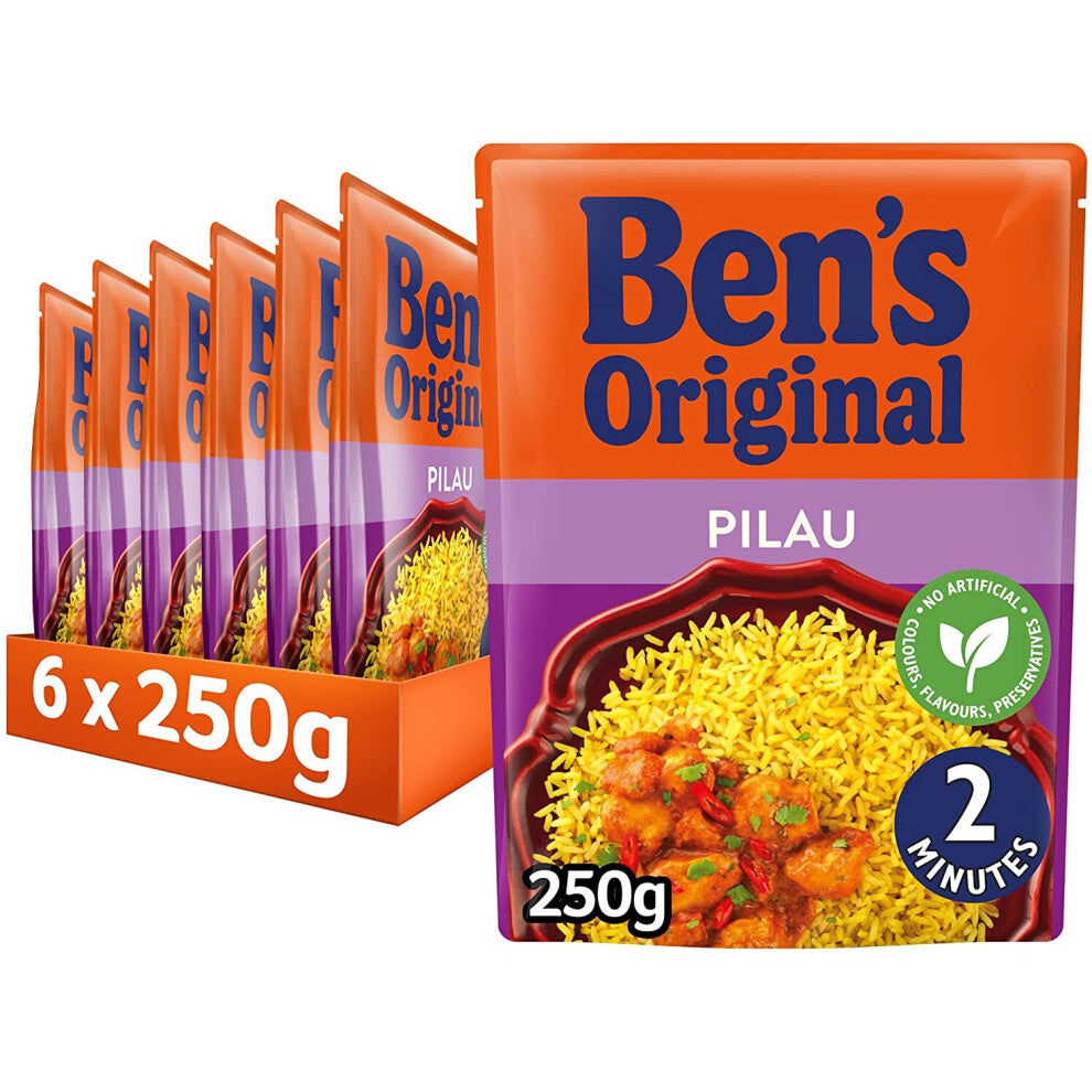 BEN'S ORIGINAL Pilau Microwave Rice, Bulk Multipack 6 x 250g pouches