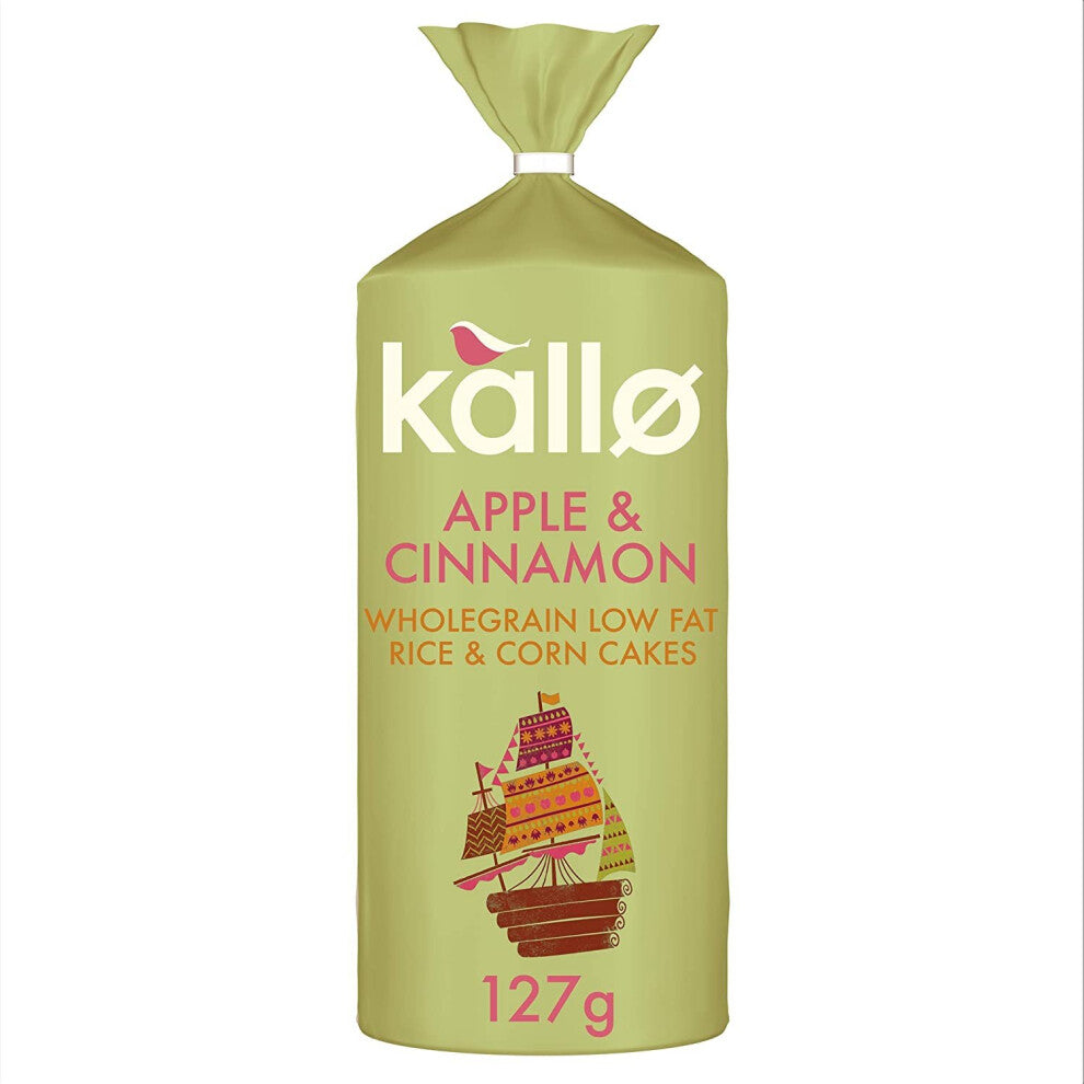 Kallo Apple & Cinnamon Wholegrain Rice & Corn Cakes, 127 g