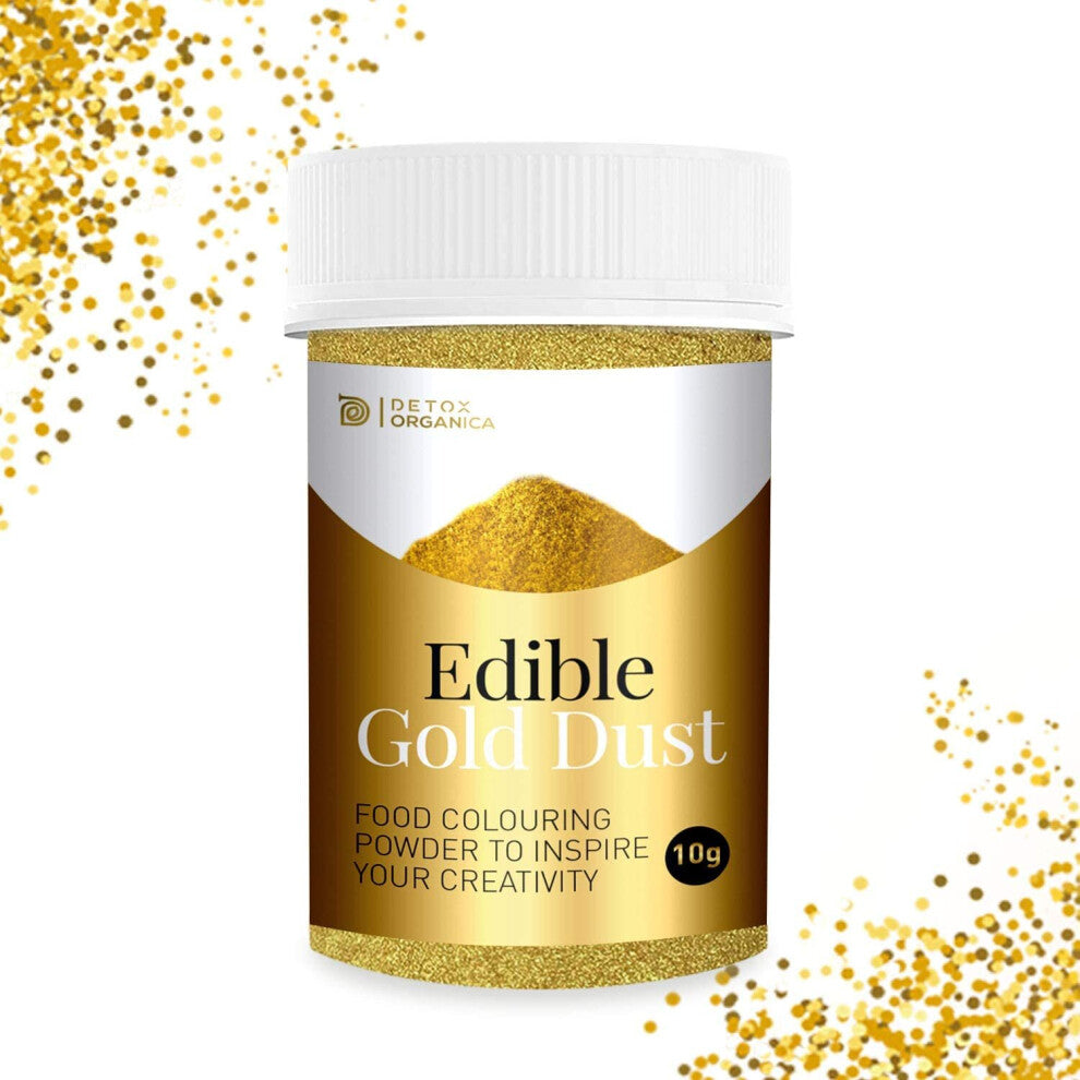 Gold Dust Edible Glitter 10g - Edible Cake Decorations - Edible Gold Glitter for Cake Icing, Muffins, Drinks Decorations