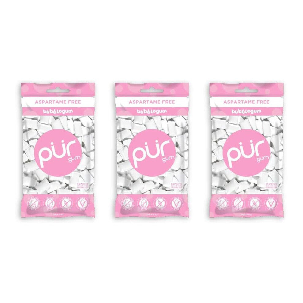 PUR 100% Xylitol Chewing Gum, Sugarless Bubblegum, Sugar Free + Aspartame Free + Gluten Free, Vegan & Keto Friendly - Healthy, Low Carb, Simply Pure