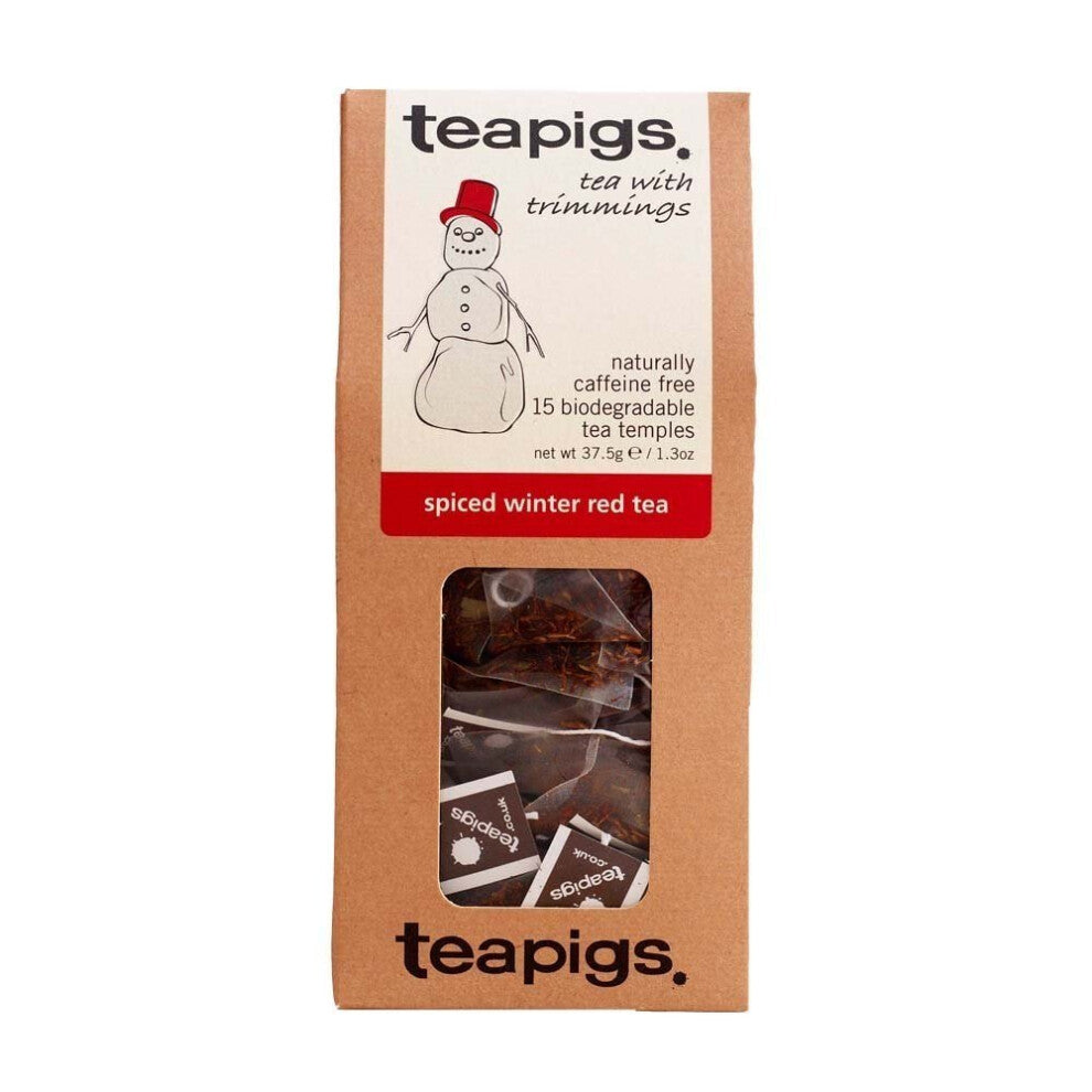 Teapigs Spiced Winter Red Tea – Naturally Caffeine-Free Rooibos with Orange, Cinnamon & Cloves (15 Tea Bags)