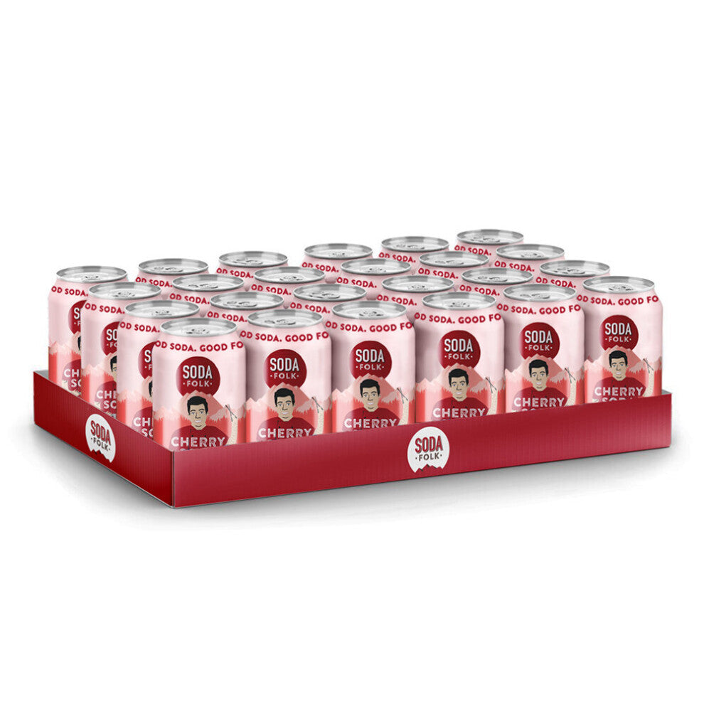 (Cherry Soda, 24 x 330ml Cans) Soda Folk Soft Drinks, Fizzy Drink