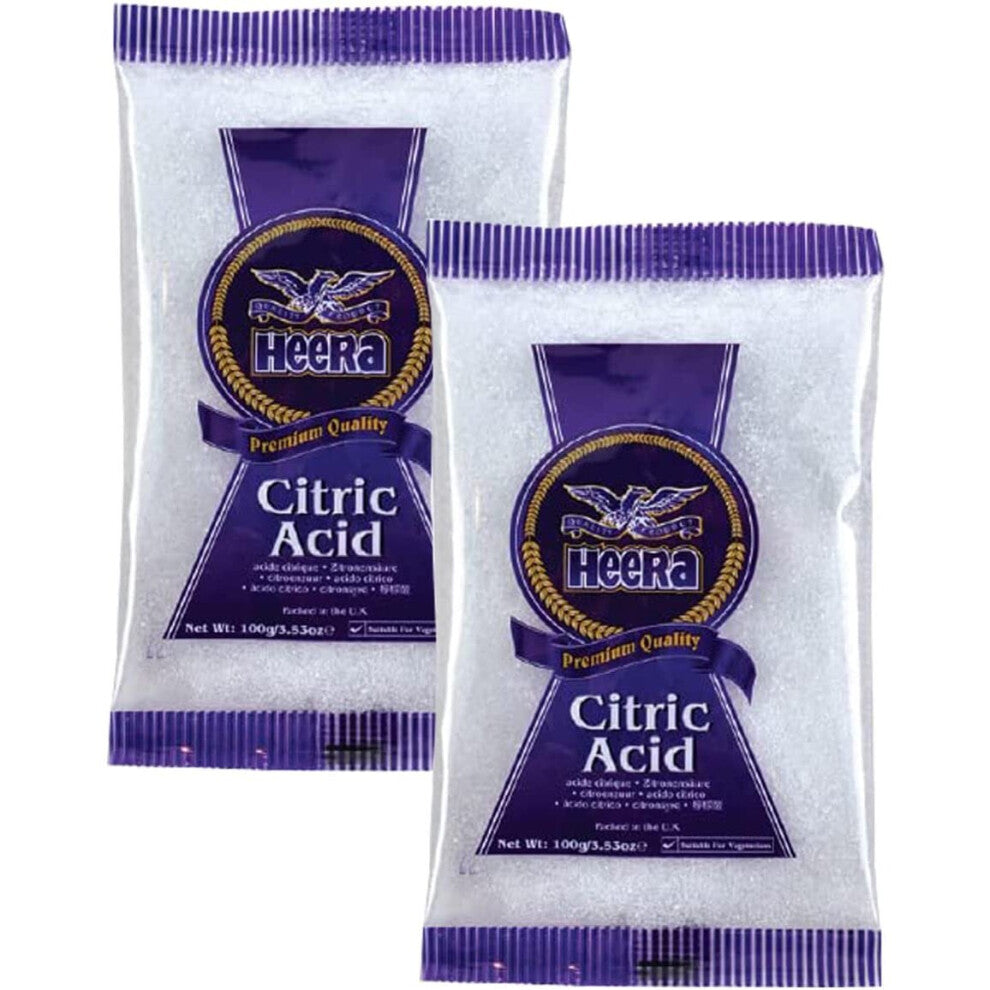 (Pack of 2) Heera Citric Acid 100g (Sour Salt),Used in Cooking to Add Sour Flavor- A Secret Ingredient to Brighten Your Dishes - A Must-Have Ingredien