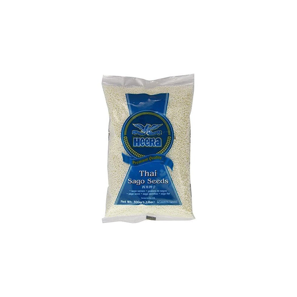 (Pack of 1) Heera Topioca Seeds Small Sago (Sabudana) 500g, Consumed commonly During fasts in India, Can Be Used in Variety of Dishes, Gentle on Stoma