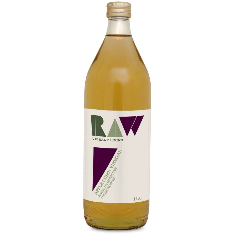 Raw Vibrant Living Organic Apple Cider Vinegar Unfiltered with the Mother 1 Litre
