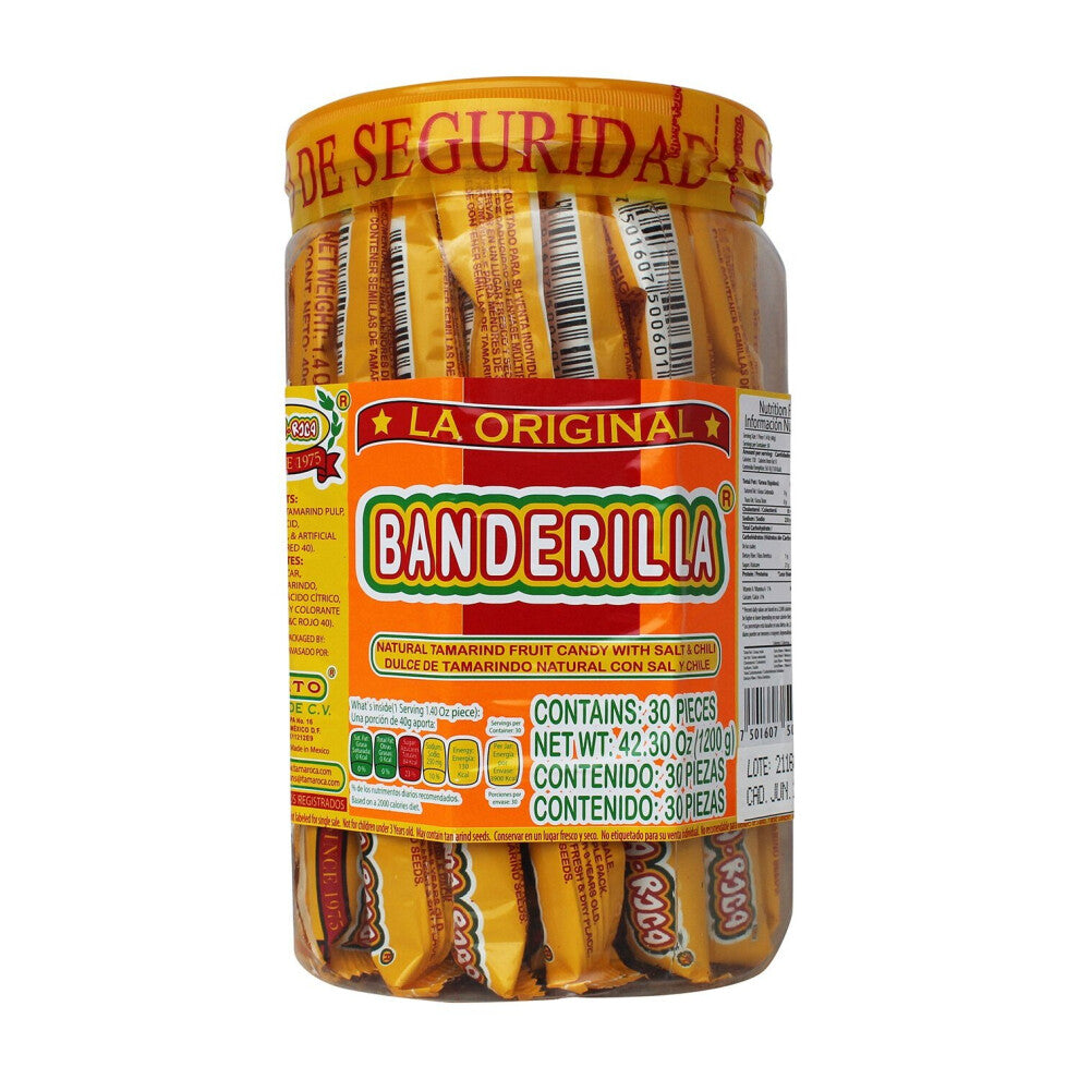 Banderilla Tama-Roca Tamarindo Mexican Candy Sticks. 30 Spicy Tamarind
