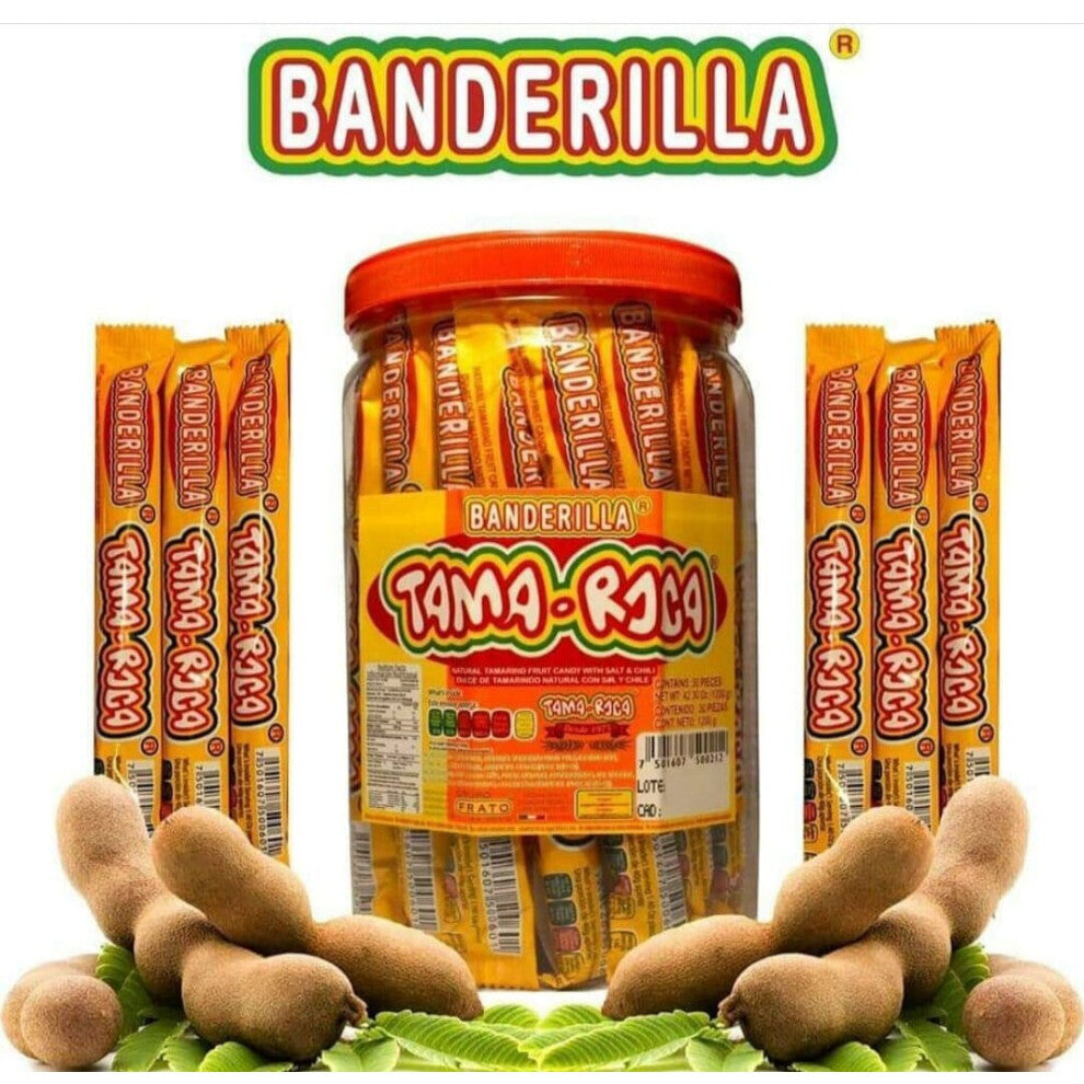 (5 Pieces) Banderilla Tama-Roca Tamarindo Mexican Candy Sticks. 30 Spicy Tamarind