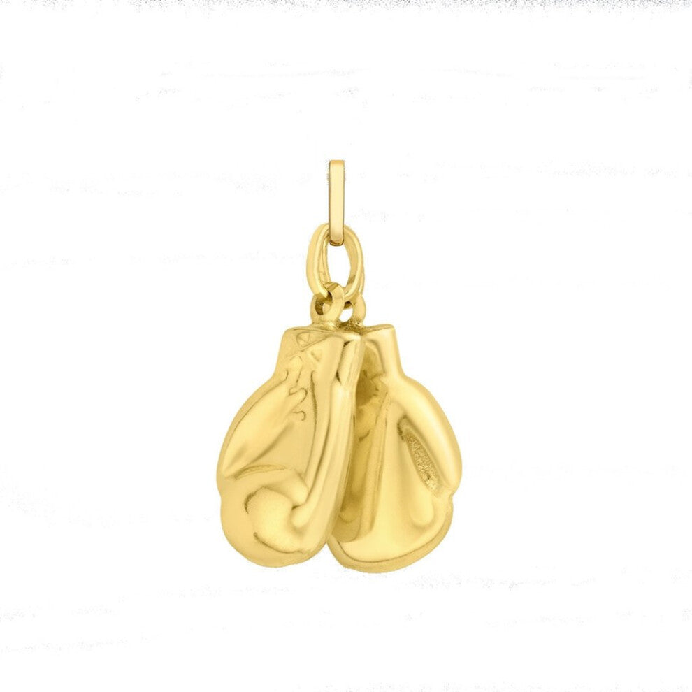 (22 Inch) Mens 9ct Gold Boxing Gloves Pendant On A Curb Necklace