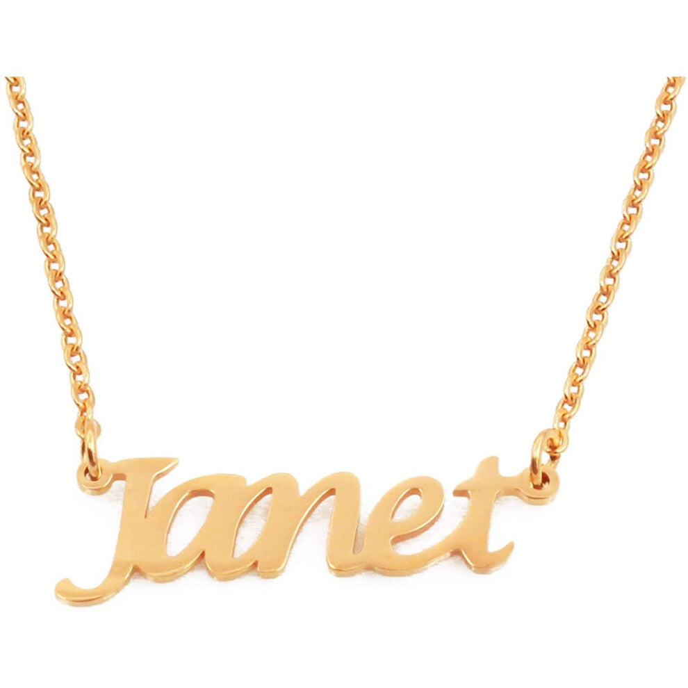 Kigu Janet Name Necklace-18ct Gold Plated-Customised Jewellery for Women-Custom Name Necklace-Personalised Jewellery-Personalised Name Necklace-Name