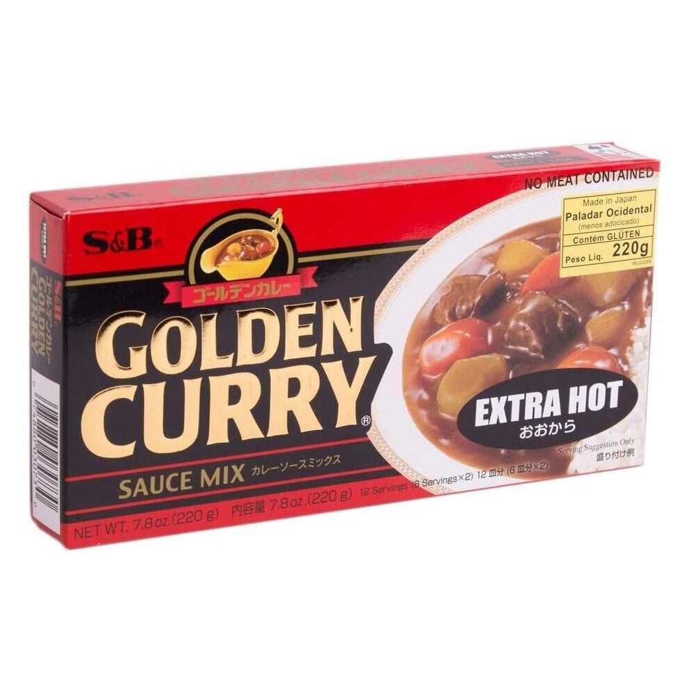 S&B Golden Curry Sauce Mix Extra Hot 12 Servings 220g