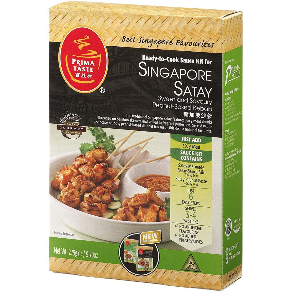 Prima Taste Singapore Satay Ready to Cook Sauce Kit, 275 g