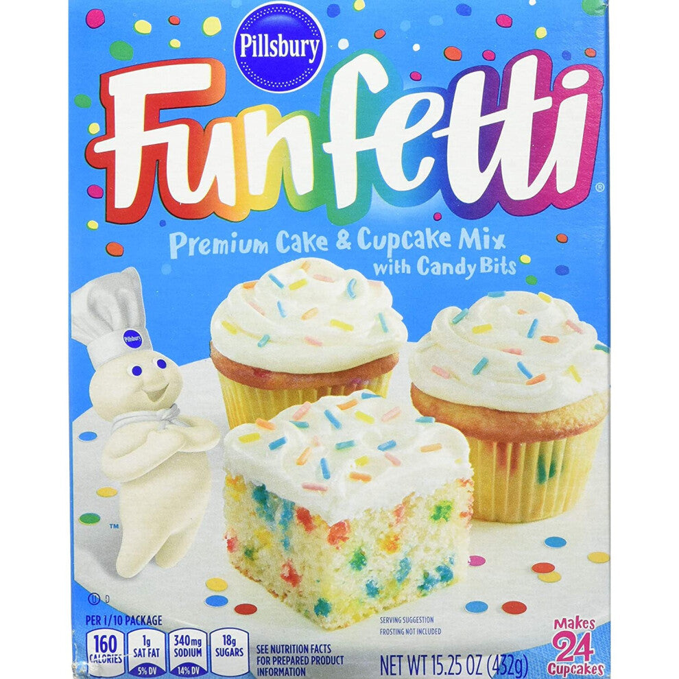 Pillsbury Funfetti Premium Cake & Cupcake Mix With Candy Bits 432g Box